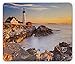 Produktbild WYICPLO United States Mouse Pad, Cape Elizabeth Maine River Portland Lighthouse Sunrise USA Coast Scenery, Standard Size Rectangle Non-Slip Rubber Mousepad, Pale Blue Tan