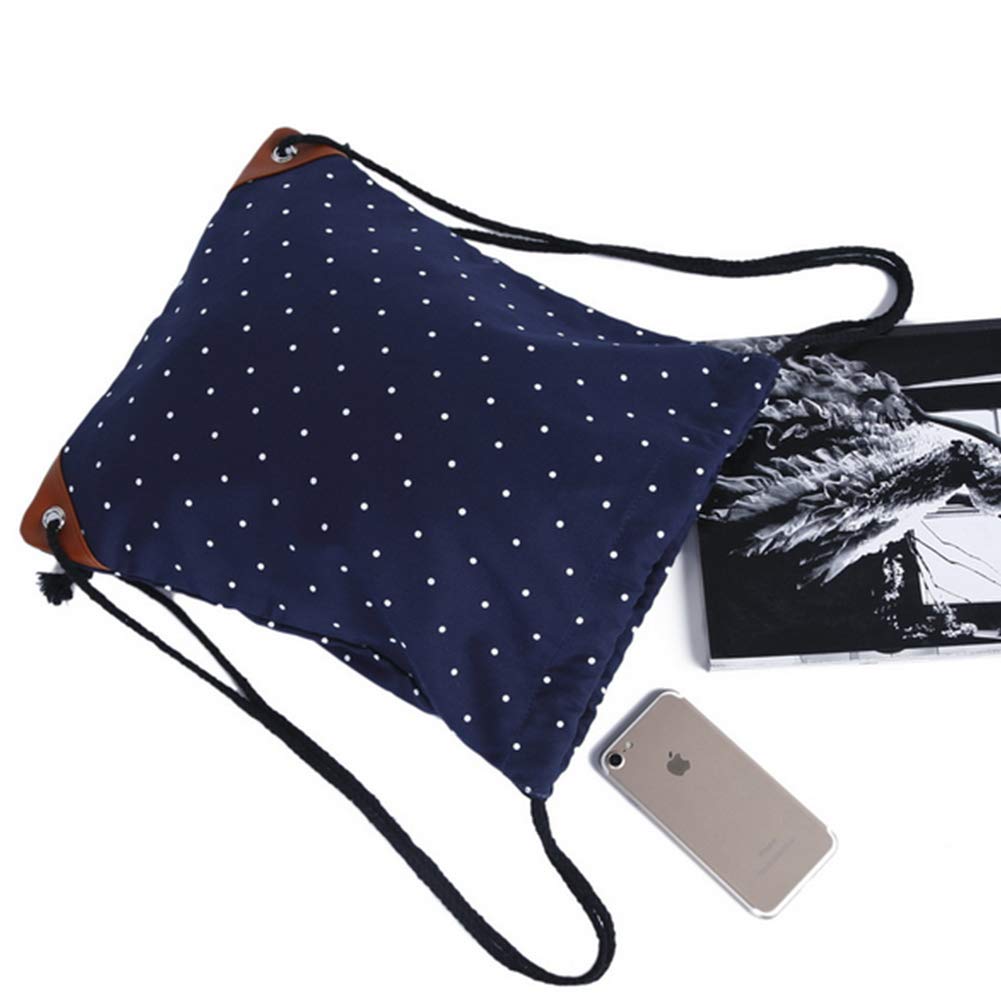 Sungpunet Mochila con cordón de lona blanca con estampado de lunares bolsa  de deporte bolsa de gimnasio bolsa de… 2022 | MOCHILASESCOLARESONLINE.COM