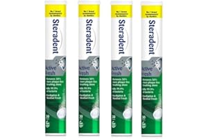 FITZEN Steradent Active Fresh Denture Cleaning Tablets 30 - Daily Denture Cleaning Bundle Tablets - Pack of 4