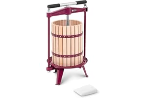 ROYAL CATERING Wiesenfield Pressoir De Table Hydraulique Extracteur De Jus Mécanique À Vis Bois Presse À Fruit Pomme Jus Vin Raisin Cidre .1 (Manuel, 18 l, Fer, 1 Étamine Incluse, Presse Durable)