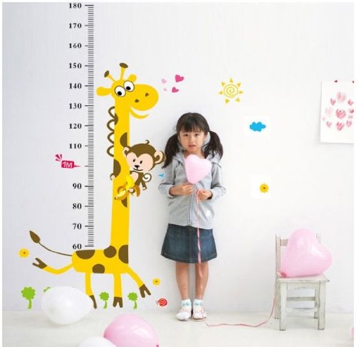 XL! Giraffe Growth Chart, Maßband Messlatte Wandtattoo Wandaufkleber Wandsticker Kinderzimmer Geschenk Gr. 60*90cm - 3