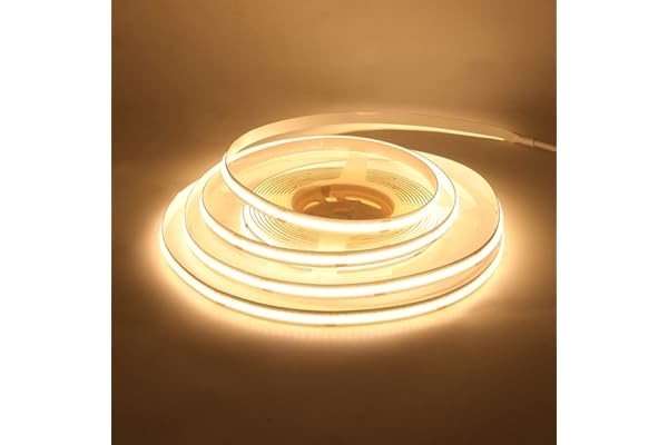 HEGEHE Tira de LED COB de 12V con Interruptor Alimentación, Luz Flexible de 320 LED/m, Cinta Autoadhesiva Luz para la decoración del Retroiluminación de TV del Armario (3m, Blanco Cálido)