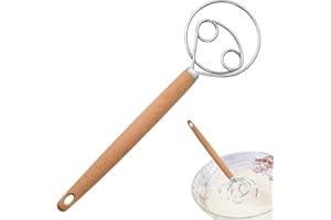 LuLiyLdJ Fouet Cuisine Professionnel, Fouet à pâte Danois, mélangeur de pâte de Cuisine, 304 Fouet Manuel en Acier Inoxydable pour pâte, Fouet à pâte Professionnel, 1 pièce