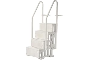 VEVOR Swimming Pool Ladder, 4-Step Double Handrails Stairs with Non-slip Heavy Duty Steps, Max Load Capacity 400 lbs, for 48-54 In Inground & Above-ground Pools of Any Decking Surface, Milk White