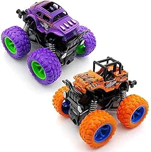 Tzoo Monster Truck Toys for Kids Friction Powered Monster Truck Car Toy for Baby Push & Go Toys 4wd Monster Truck Pop It Fidget Combo Set for Boys & Girls (Monster Pack of 2)