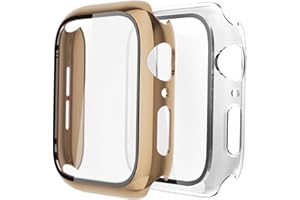 FENGYIYUDA 2 Stück Hülle Kompatibel mit Apple Watch 38/42/40/44mm mit Anti-Kratzen TPU Displayschutz Schutzfolie,360°Schutzhülle für iWatch Series 6/5/4/3/2/1/SE,2 Stück,Light Gold/Clear,40mm
