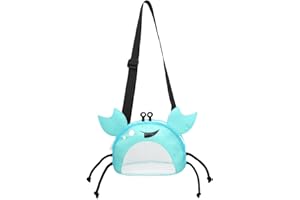 Hagmoo Kids Crab-Shaped Beach Bag, for Little Ones to Store Toys,Shells and More at the Beach,Adjustable shoulder strap crab shaped shell bag beach toy storage bag (Blue)