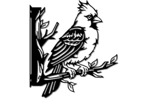 WADORN Decorazione Artistica Da Giardino In Metallo Cardinal, Uccello Sul Ramo Pali Da Giardino Decorativi In Ferro Poinsettie Nere Silhouette Decorazione per Recinzione Esterna per Arte Da Giardino