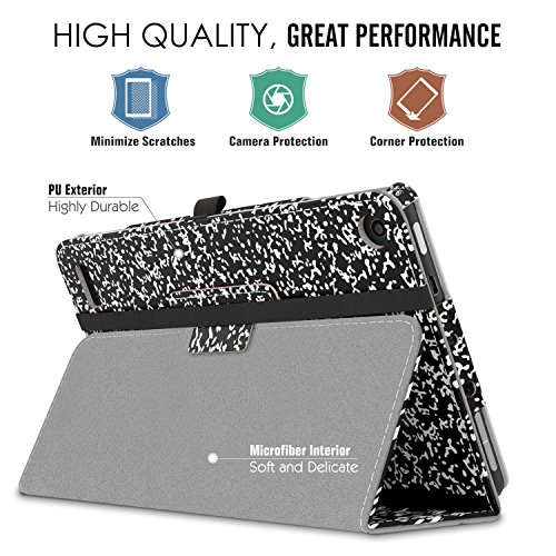 MoKo Hülle für All-New Amazon Fire 7 Tablet (7 Zoll – 7. Generation, 2017 Modell) – Kunstleder Ständer Schutzhülle Smart Cover mit Auto Sleep/Wake up Funktion, Stift-Schleife und Stanfunktion für das neue Fire 7 2017, Notizbuch Schwarz - 3