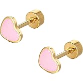 LQIOACU Titanium Heart Stud Earrings for Girls Heart Shaped Stud Earrings for Women Hypoallergenic Earrings Small Gifts Earri