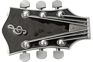 LKMY Men's Guitar Music Headstock Musician Belt Buckle,Western Vintage Handmade Cowboy Belt Buckles (Black)