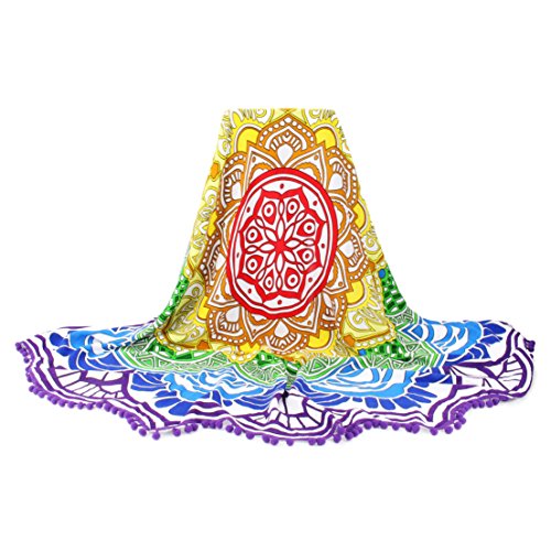 Strandtuch Mandala Wandtuch Beach towel runderes Umschlagtuch Schal für Sommer Tischdeck Beach Picknick Teppich Yoga-Matte Indischen Handtuch Polyester-/Chiffonstoff Dünn