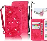 Samsung Galaxy Grand Prime/SM-G530 G531F Funda Libro, Vandot Diamante Bling PU Cuero Billetera Cartera Monedero Con Función de Soporte Caso Case con enchufe anti del polvo y Lápiz táctil para Samsung Galaxy Grand Prime/SM-G530 G531F, Color de Rosa
