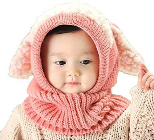 KOINECO Baby Girls Boys Puppy Knit Balaclava Crusader Warm Winter Hats Pink