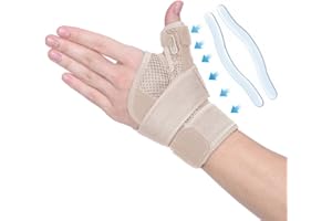 FITTOO Muñequera Pulgar, Ferula Muñeca con Dedo para Tendinitis de Quervain's, Tunel Carpiano, Artritis del Dolor del Túnel Carpiano Esguince de Pulgar (Beige)
