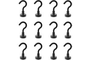 Ant Mag Magnetic Hooks 12 Pack 8KG (18LBS) Super Magnets Hook with Neodymium Rare Earth for Cruise Ship Accessories Hanging Door Holder Keys Home Office Refrigerators BBQ