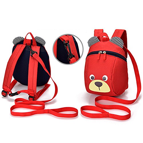FRISTONE Mini-sac à dos école Maternelle Enfant Bébé Filles tout-petit Sac Garçons Kindergarten Backpack Toddler avec sangles de sécurité,Rouge