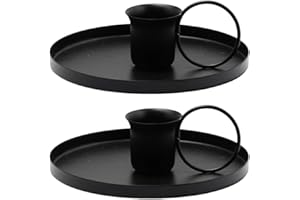 UZEXYO Set of 2 Black Metal Candlestick Holders Taper Candle Holder Vintage Gothic Chamberstick Candle Stand for Halloween Christmas Party Decor