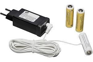 ‎KONSTSMIDE Konstsmide Netzadapter für Batterieartikel mit 3 x AA 1.5V Batterien, 4.5V, weißes Kabel - 5163-000, Schwarz