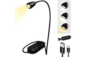 KZOBYD LED Hals Leselampe, USB Wiederaufladbare Buchlampe, 360° Flexibel Nackenlicht, Tischleuchte mit Biegbare Arme, 3 Farben und 3 Helligkeitsstufen Mini-Taschenlampe (Schwarz)
