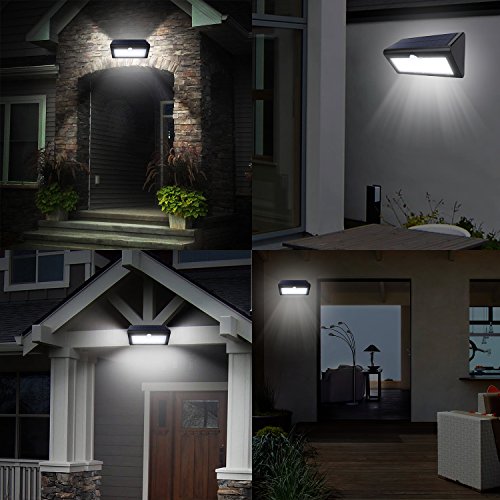 Websun Solar Motion Sensor Licht Solar-Sicherheits-Licht 48 LED Wasserdicht Wireless mit 3 Intelligent Modi Lampe Weiß für Nacht/Tag Automatische on/off für Terrasse Deck Hof Einfahrt (1 pcs , Schwarz) - 6