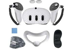 OKESYO Juego de 7 piezas para gafas de realidad virtual Meta Quest 3 accesorios, cubierta facial VR + cubierta protectora de agarre + máscara facial + antisudor antisudor + funda protectora de lente +