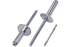 SKIR'CO (30 piezas) Remaches ciegos de aluminio de brida grande 5.0 x 18 mm, mandril de acero, broca incluida