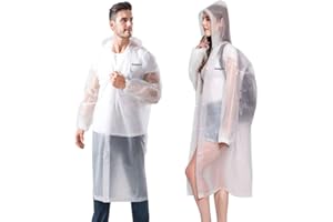AOLEGOO 2 pack of Rain Ponchos, Portable Adults Waterproof Ponchos, Reusable raincoat with Hoods and Sleeves for Camping, Hiking Travel, Amusement Parks, Festival Mac