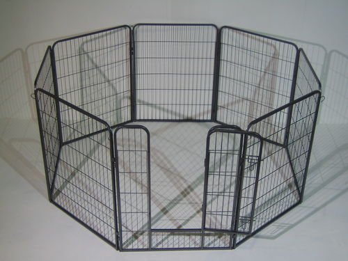 BUNNY-BUSINESS-Heavy-Duty-Puppy-Play-Pen-Rabbit-Enclosure-8-Panels-Large-Gunmetal-Grey