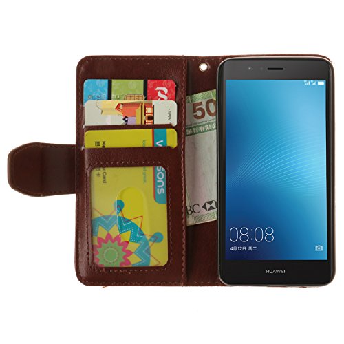 Huawei P9 Lite Hülle,Cozy Hut Bunte Retro Ahornblatt Muster Druck Buch-Stil Bookstyle Flip Magnetverschluss Brieftasche Geldbörse Wallet Kreditkarte ID Card Slots PU Leder Beschützer Haut Schutzfolie Schutzhüllen Case Tasche Hülle Etui Schale Ständer Hülle Case mit Weich TPU Innere Hülle Case für Huawei P9 Lite (5,2 Zoll) – Brown-Ahornblätter - 7