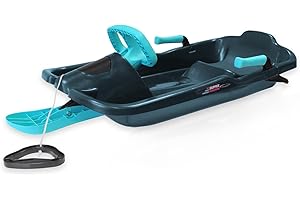 NETSPORTIQUE Slitta per bambini sportiva con volante-,con freni e con corda per trascinarla