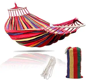 Hiki Ziki Sturdy Double Hammock, Breathable Canvas Portable Hammock Indoor/Outdoor Use for Camping, Yards, Porch, Hiking Rest with Tree Straps(L-88,W-31,H-1 inch)