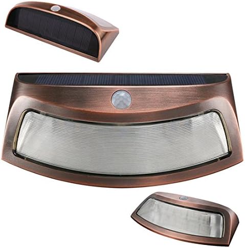 LED Solar Body Sensor Light IP65 Waterproof Motion Sensor Outdoor Wall light for Garden, Fence, Patio, Deck, Yard, Driveway, Stairs etc（Copper）