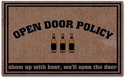 Maplehome Doormat Indoor Non-Slip Entrance Floor Mat Funny Doormat Open Door Policy Door Mat Outdoor Rubber Mat Non-woven Fabric Top Rubber Back 15.7x23.6 Inch