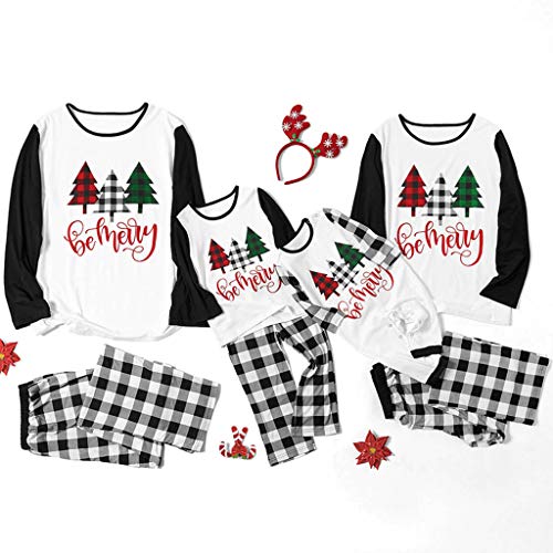 Kanlin1986 Navidad Conjunto De Pijamas A Juego Familiar Manga Larga Blusa Y TartáN Pantalones - Ropa De Dormir Nightwear Vacaciones Suit para Dad Mom NiñOs Bebé