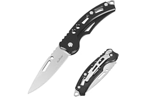 AuRiver 2 Pezzi Piccolo Coltello Pieghevole, Coltello tascabile, coltello tascabile con coltello pieghevole, Mini EDC Outdoor coltello a due mani per l'esterno, il campeggio, sopravvivenza (Nero)