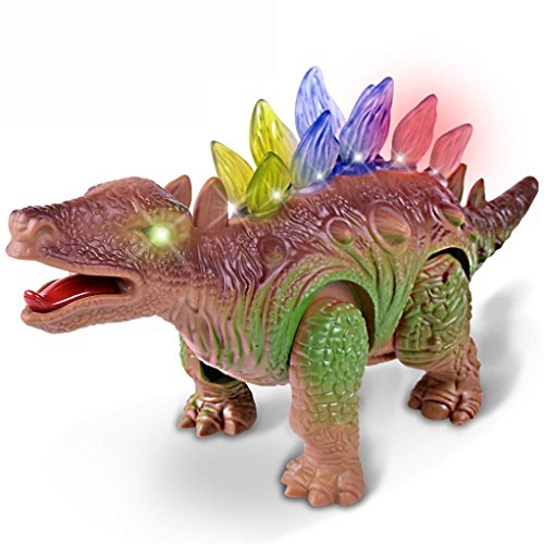 Preisvergleich Produktbild Upxiang Dinosaurier Walking Wirbelsäule Augen Leuchten Spielzeug Glühende Dinosaurier Elektrische Stegosaurus (Walk Forward und Roar) Kinder Interaktive Dino Spielzeug