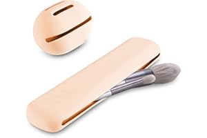 Qetlavee 2stk Tragbarer Kosmetiktasche,1stk Makeup Pinsel Halter Silikon+1stk Makeup Schwammhalter,Pinsel Kosmetiktasche,Makeup Pinsel Organizer für Reisen Aufbewahrung für Makeup-Pinsel(Hellrosa)