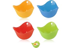 MOFUN Egg Poachers (Set of 4) For Cooking Poached Eggs, LFGB Grade Silicone Egg Poacher, Poached Egg Pods, Egg Cooker, Poached Egg Maker, Microwave Egg Poachers Mold, Egg Cups (4 colors)