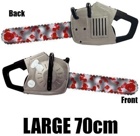 Bloodstained Chainsaw Plastic Scary Fancy Dress Murder Weapon Horror Fancy Dress Halloween Accessory Large 74cm