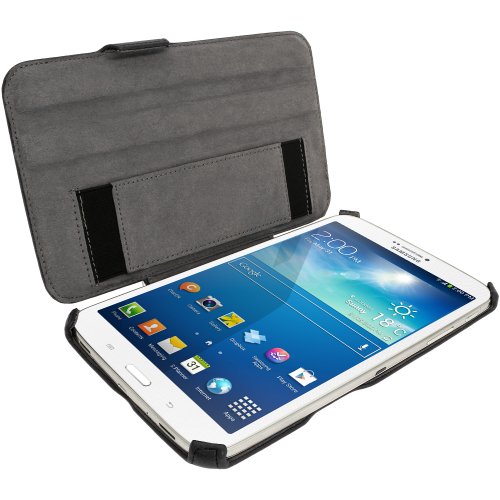 igadgitz Schwarz PU Ledertasche Hülle Cover für Samsung Galaxy Tab 3 8.0″ SM-T310 mit Multi Winkelbetrachtungs Stand + Auto Sleep/Wake + Integrierte Handschlaufe + Displayschutzfolie - 3