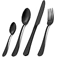 Cutlery Set, Pleafind 16 Piece Matte Black Cutlery Set, Service for 4, Stainless Steel Flatware Set, Matt Black Knife and Fork Sets, Silverware Set, Dishwasher Safe