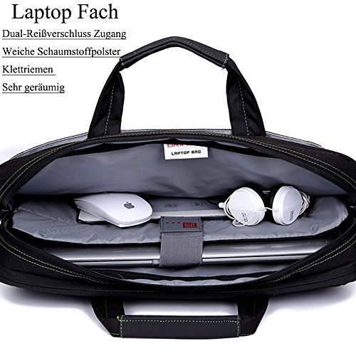 BRINCH Laptop Tasche, Nylon Gewebe Messenger Bag 17,3 Zoll leicht Henkeltasche Stoßfest Umhängetasche mit Schulterriemen für 17 – 17,3 Zoll Laptop / Notebook / MacBook / Ultrabook / Chromebook,Schwarz-Rot - 4