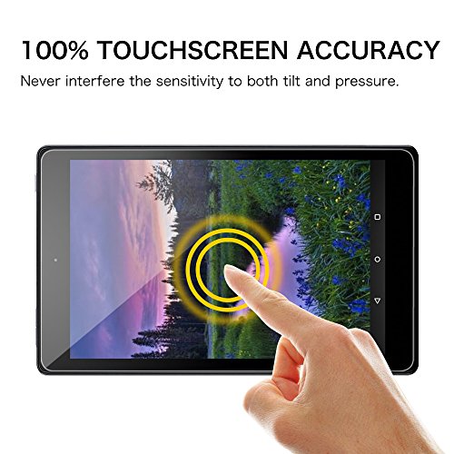 Fintie Fire HD 8 2017 Folie Panzerglas – [9H Härtegrad] [stark kratzfest] Hartglas Panzerglas Displayschutzfolie Glasfolie Tempered Glass Screen Protector für Amazon Fire HD 8 (7. Generation – 2017) - 9