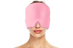 ‎YFCVIP Gel Kühlmütze Migräne Maske, 360° Headache Hat Kühlmaske Kopfschmerzen Mask Kaltkompressionstherapie-Kühlpack Schlafmaske für Kopfschmerzen | Geschwollene Augen | Nebenhöhlen (Rosa)
