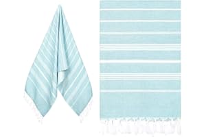 Eucomir Türkischer Strandtuch,Hamamtuch Strandtuch180x90CM für Erwachsene und Kind,Strandtuch Groß,Strandhandtuch,Schnell Trockenes Handtuch,für Strand/Schwimmen/Yoga/Reisen,Himmelblau