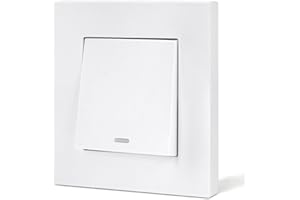 AXFEE Electrical Single Wall Light Switch, 1 Way 10A Single One Gang Light Switch, White Moulded Rocker Tactile Light Switches, Screwless Mechanical Lightswitch for Living room Bedroom Stairwell Wall