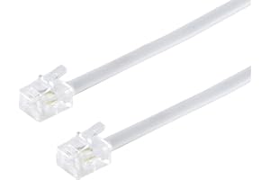 1aTTack.de 1x 3,0 m - Cavo telefonico RJ11 6/4 spina a RJ11 6/4 cavo piatto spina Western a 4 fili bianco