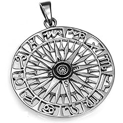 KERALA Colgante Rosa de los Vientos, Plata 925. Tamaño 3.30 cm.