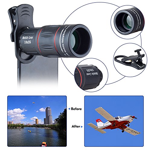 Apexel 8 in 1 Phone Kit obiettivo fotocamera 18X Telephoto Telescopio Obiettivo zoom Grandangolo + Obiettivo macro + Fisheye + Caleidoscopio 6 Obiettivo + Filtro stelle per iPhone X / 8 7 Plus / 6S Samsung Galaxy S8 S7 Huawei e maggior parte degli smartphone Android Treppiede otturatore remoto